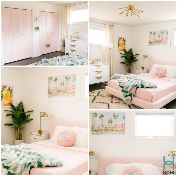trang trí phòng ngủ màu hồng đơn giản