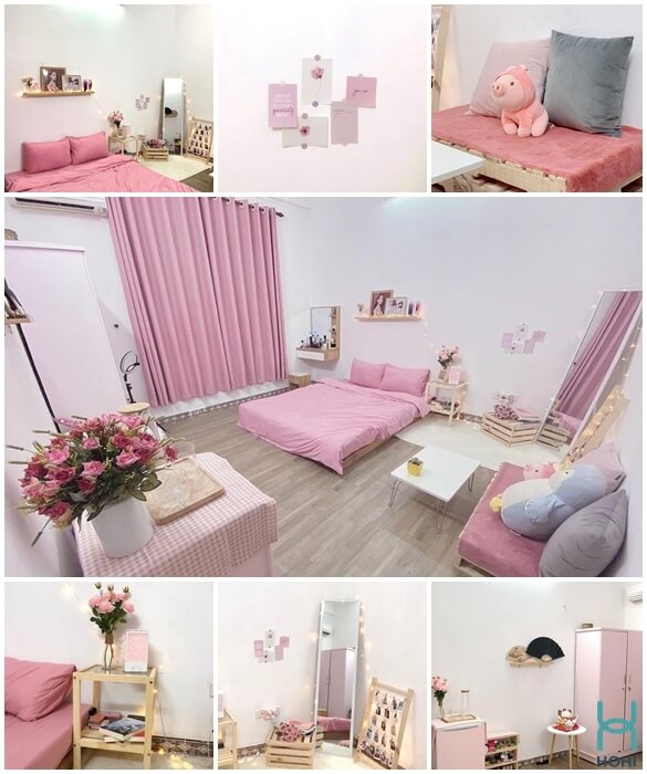 decor phòng ngủ màu hồng phấn