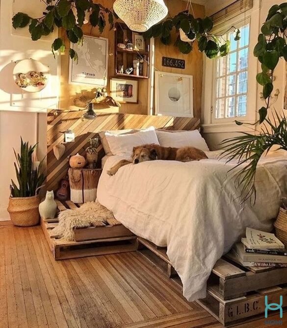 phòng ngủ vintage phong cách đồng quê châu âu