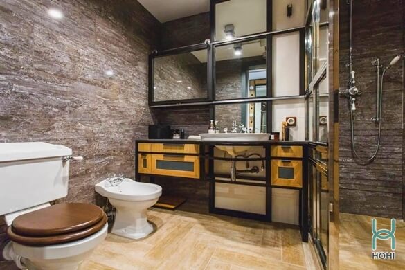 sàn gỗ phòng tắm hiện đại