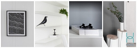 đồ trăng trí phòng đẹp đơn giản màu đen trắng cho phong cách thiết kế minimalist.