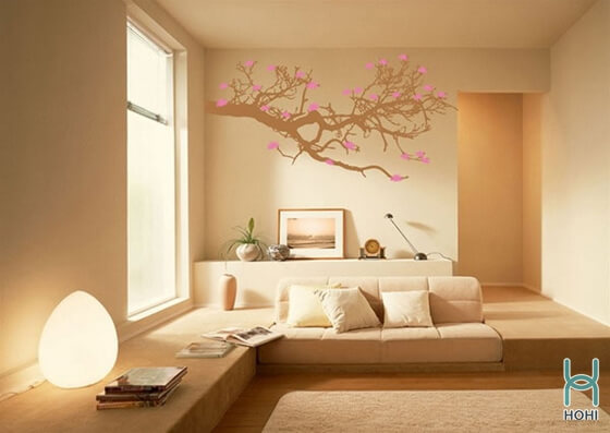 trang trí nhà cửa đón tết phong cách tối giản minimalism với decal dán tường.